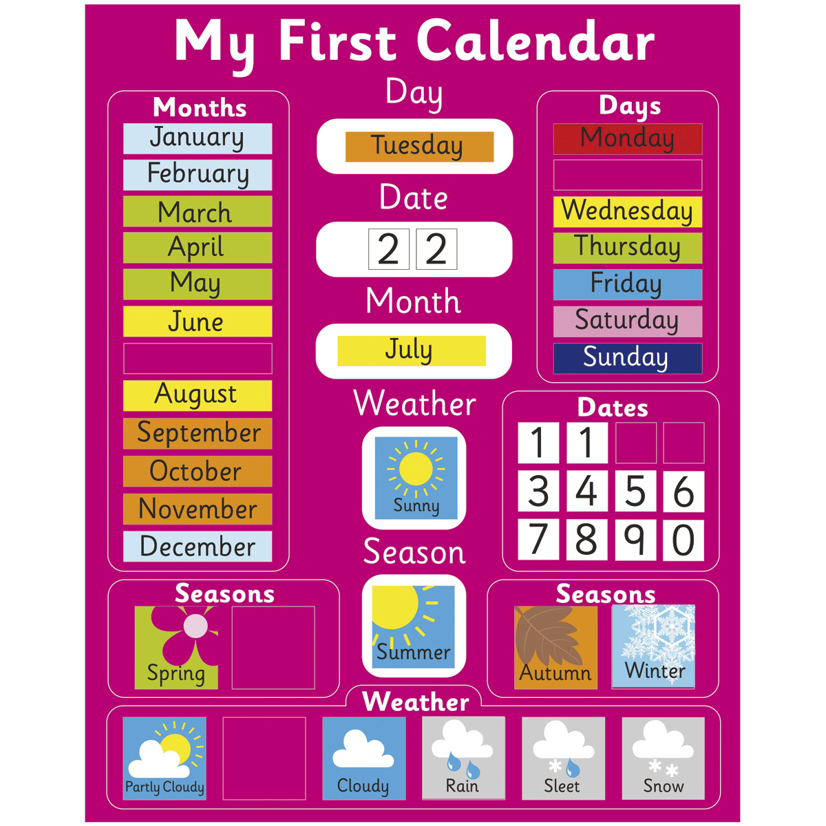 My First Calendar (Pink) Educational Toys Mulberry Bush