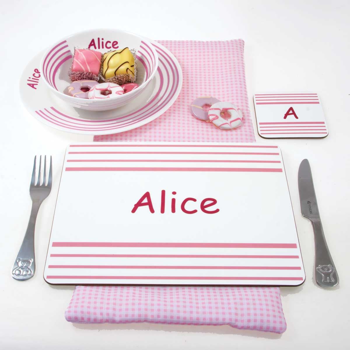 Placemat Pink Stripe Personalised Placemats