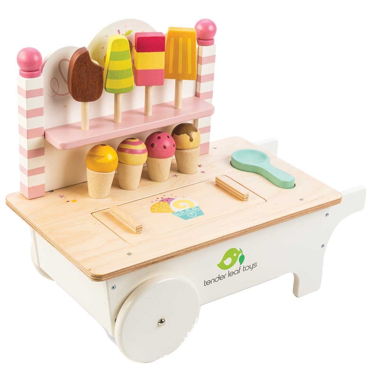 Ice Cream Cart Tender Leaf Toys Wooden Play Food
