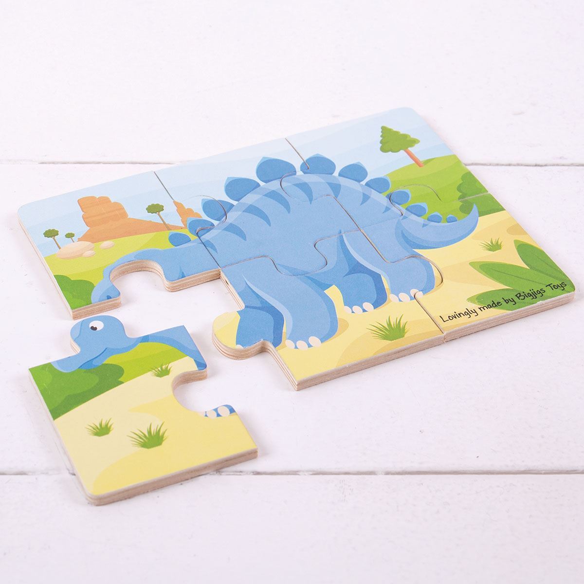 Bigjigs Toys Dinosaurier Puzzle – 3 Holzpuzzles Mit Je 6 Teilen, Für Kinder Ab 2 Jahren