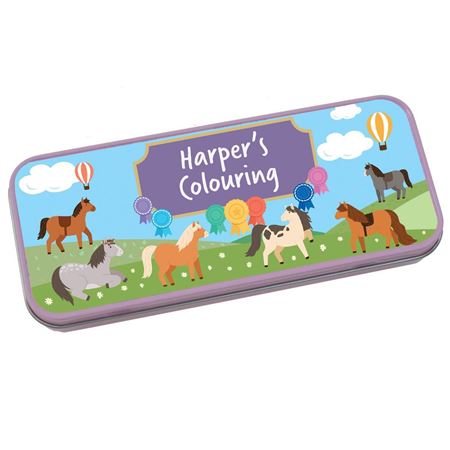 Picture of Personalised Pencil Tin - Ponies