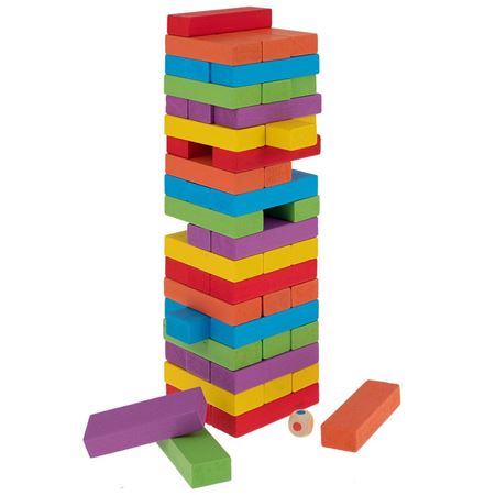 Wooden Stacking Board,Colorful Timber Tower Tumbling Blocks Game for Kids and Adults,Fun Education Toys Color Match Playset 48 Pieces 